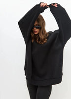 Oversized Pink Cotton Sweatshirt – Relaxed Fit, Long Sleeve Pullover