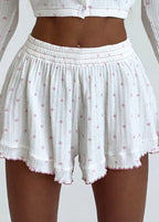 Sweetheart Knit Two-Piece Set – Long Sleeve Top & Flared Shorts