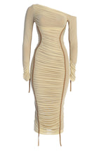 Amelisse - Off - Shoulder Two - Layer Mesh Midi Dress
