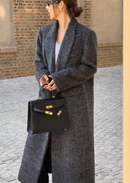 Charcoal Longline Wool-Blend Coat – Classic Oversized Design