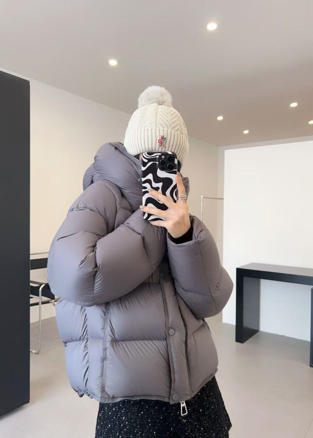 Lyra Oversized Puffer Jacket – Warm Hooded Winter Coat in Ivory