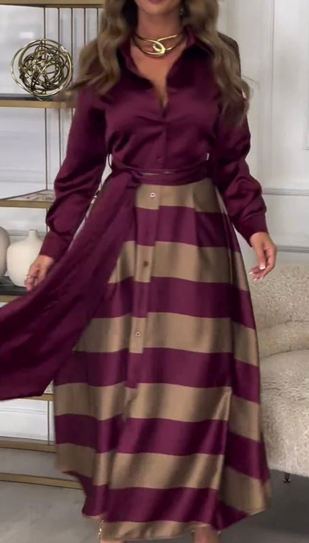 Gabriela Luxe Two Piece Silk Dress Chic Silhouette Collection