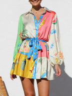 Multi - Coloured Print Mini Dress