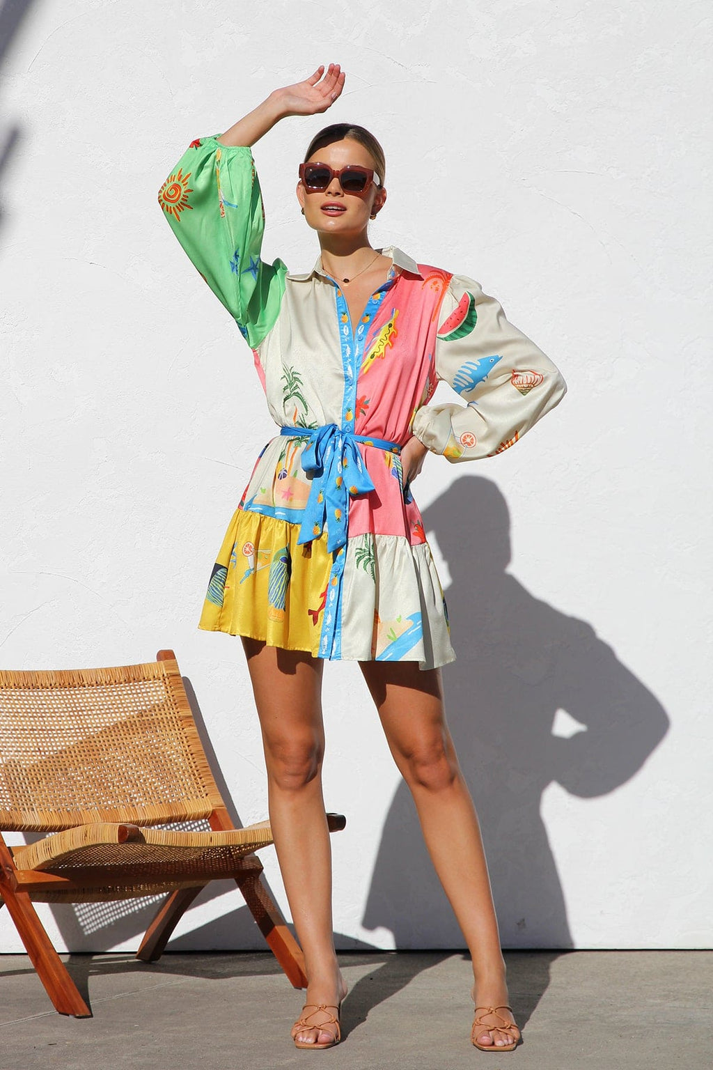 Multi - Coloured Print Mini Dress