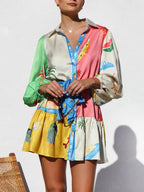 Multi - Coloured Print Mini Dress