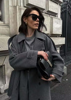 Urban Muse - Long Gray Wool Coat