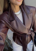 Auburn Grace - Faux Leather Belted Coat Jacket