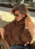 Cocoa Chunky Knit Oversized Turtleneck Sweater