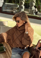 Cocoa Chunky Knit Oversized Turtleneck Sweater