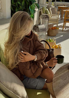 Cocoa Chunky Knit Oversized Turtleneck Sweater