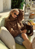 Cocoa Chunky Knit Oversized Turtleneck Sweater