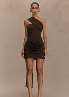 Celina - One Shoulder Draped Mini Dress