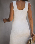 Desert Moon Cotton Ribbed Midi Dress Oatmeal
