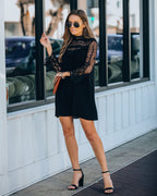 City Of Love Pocketed Crochet Lace Dress Black