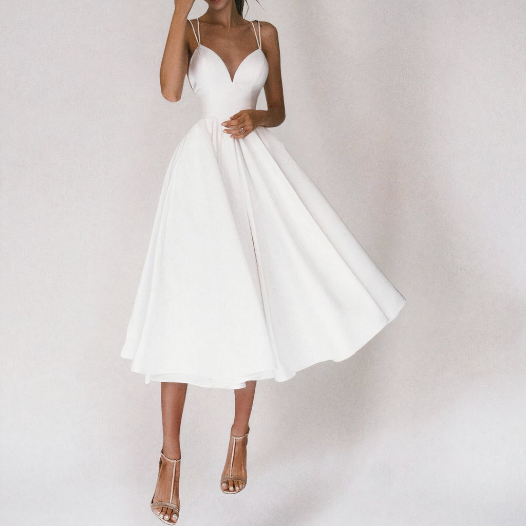 Corina Statement V Neck Dress Premium Wardrobe Essential