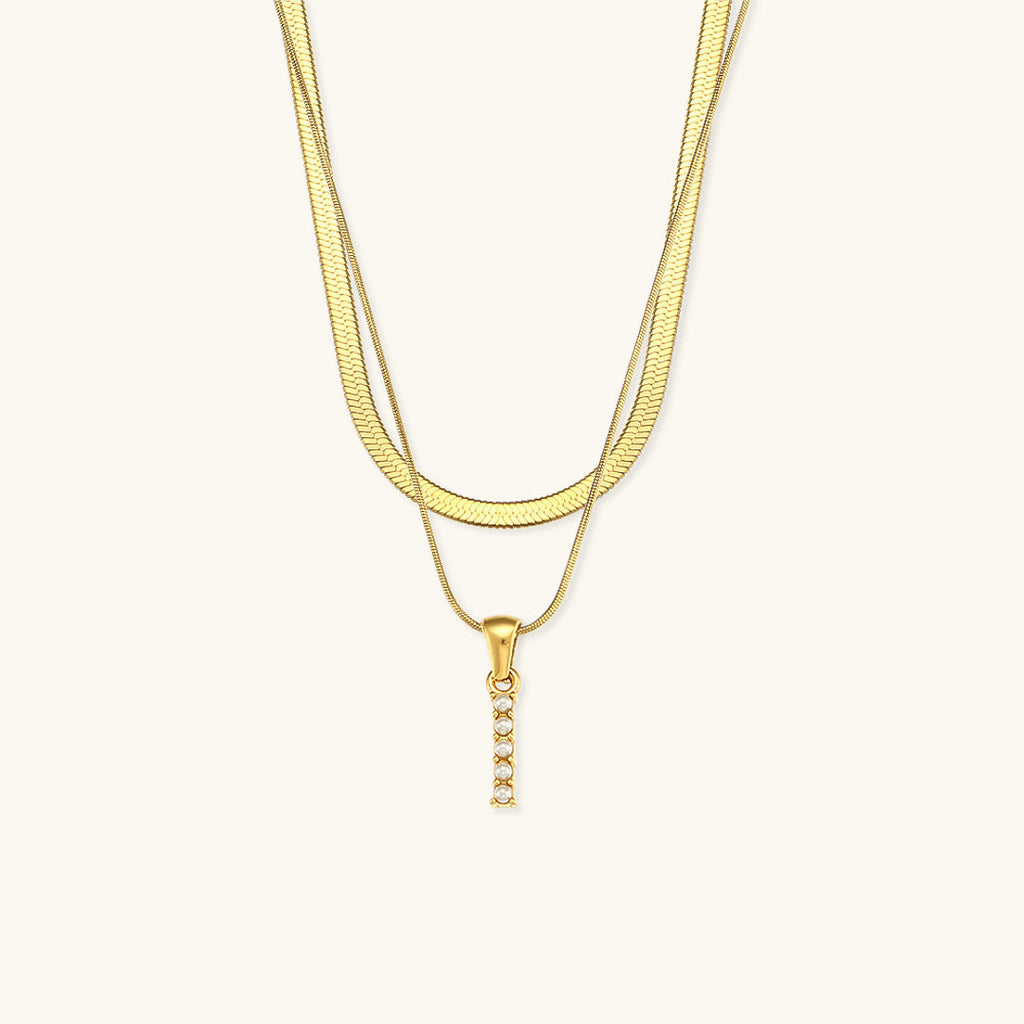 Opal Charm - LayeRed Gold Initial Necklace