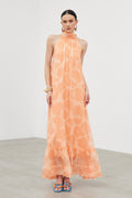 Iban Halter Neck Ruffle Maxi Dress