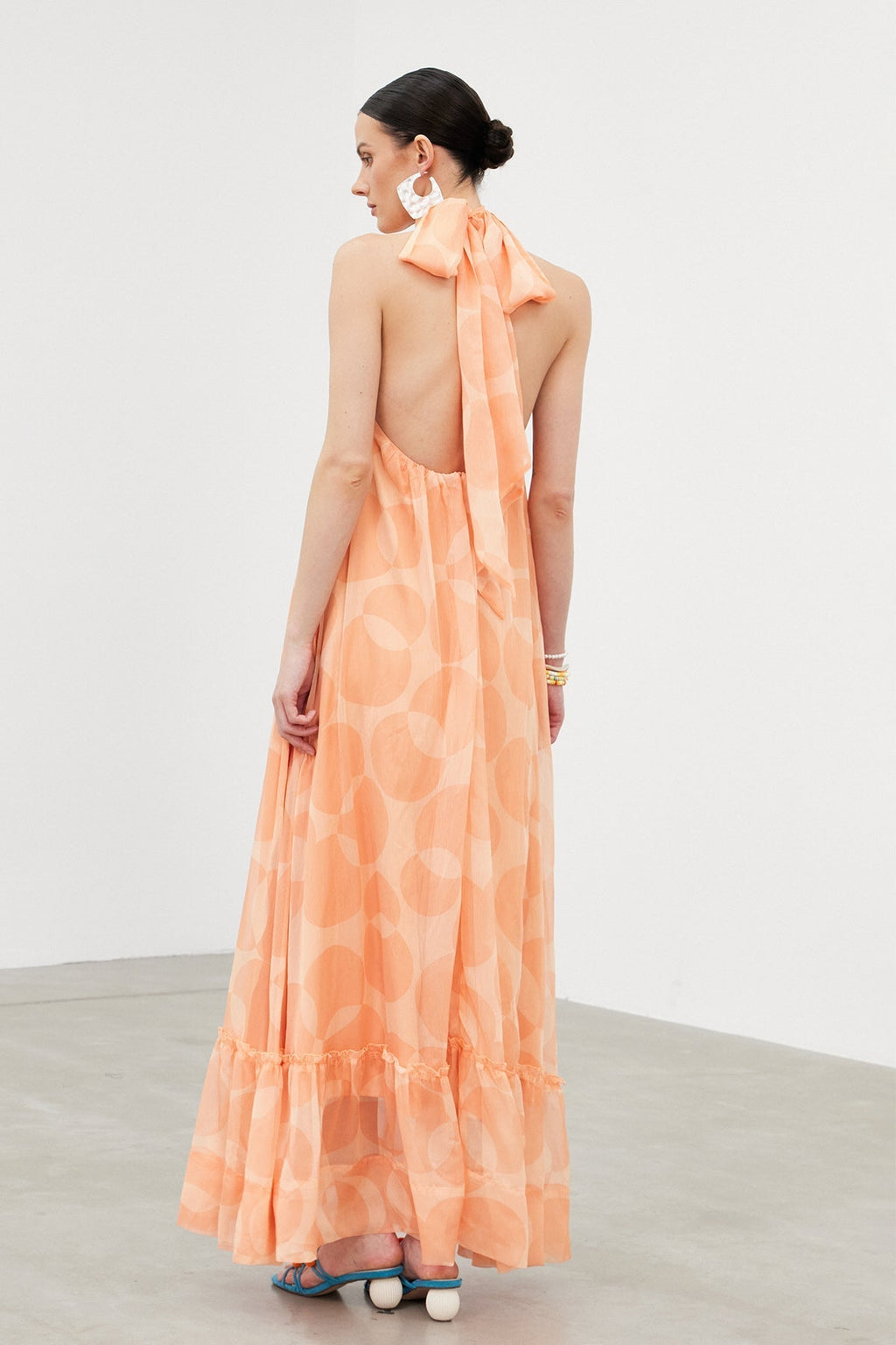 Iban Halter Neck Ruffle Maxi Dress