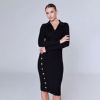 Inner Wear Sweater Knitted Dress Elegant Polo Collar Hip for