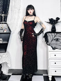 Floral Flocking Sleeveless Lolita Fairy Vintage Witchy Camisole Grunge Harajuku Dress
