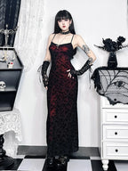 Floral Flocking Sleeveless Lolita Fairy Vintage Witchy Camisole Grunge Harajuku Dress