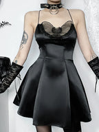 Halter Butterfly Cocktail Party Satin ALine Mini Sexy Strapless Backless Cowl Neck Silky Dress