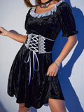 Black Velvet Harajuku Corset A Line Summer Fashion Party Dress