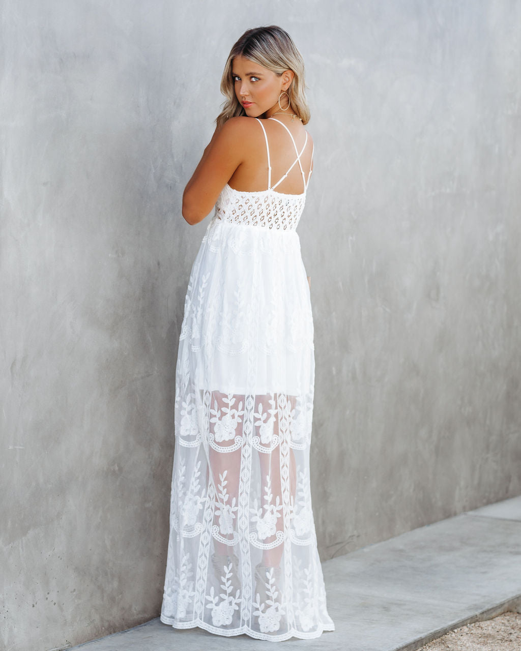 Invite Tranquility Lace Maxi Dress Ivory FINAL
