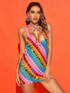 Chainmail Mini Dress in Rainbow