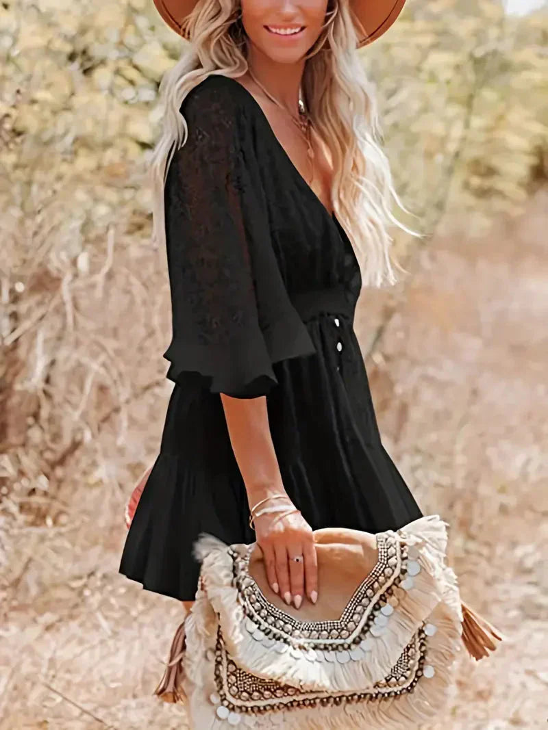 Susana Chic Boho Mini Dress for Women Evening Wear Edit