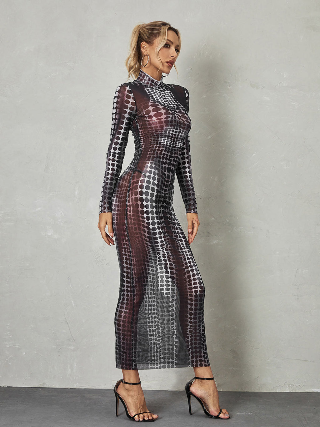 Ishi Long Sleeve Maxi Dress In Black