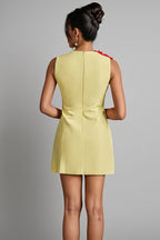 Sarna Yellow Buttercup Embroidered Mini Dress