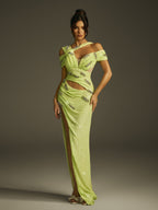 Cutout Sequin Split Maxi Dress
