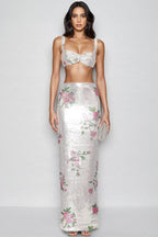 Orinthia Floral Sequin High Waist Maxi Dress