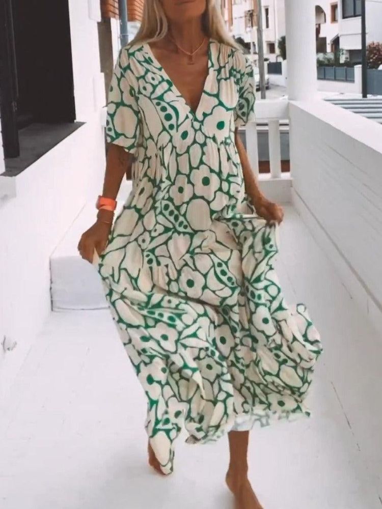 Valentina Chic Green Maxi Summer Dress Premium Wardrobe Essential