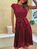 Sabina Chic Short Sleeve Pleated Casual Mini Dress for Summer Everyday Luxe Edit