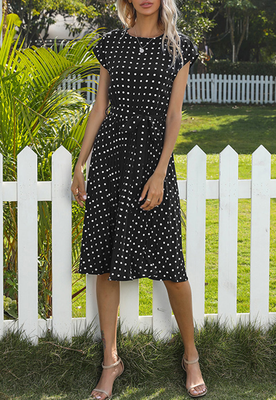 Polka Dot Cap Sleeve Dress