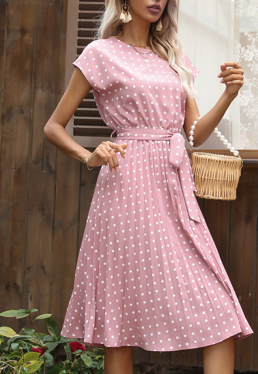 Polka Dot Cap Sleeve Dress