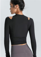 Long Sleeve Shoulder Cutout Top