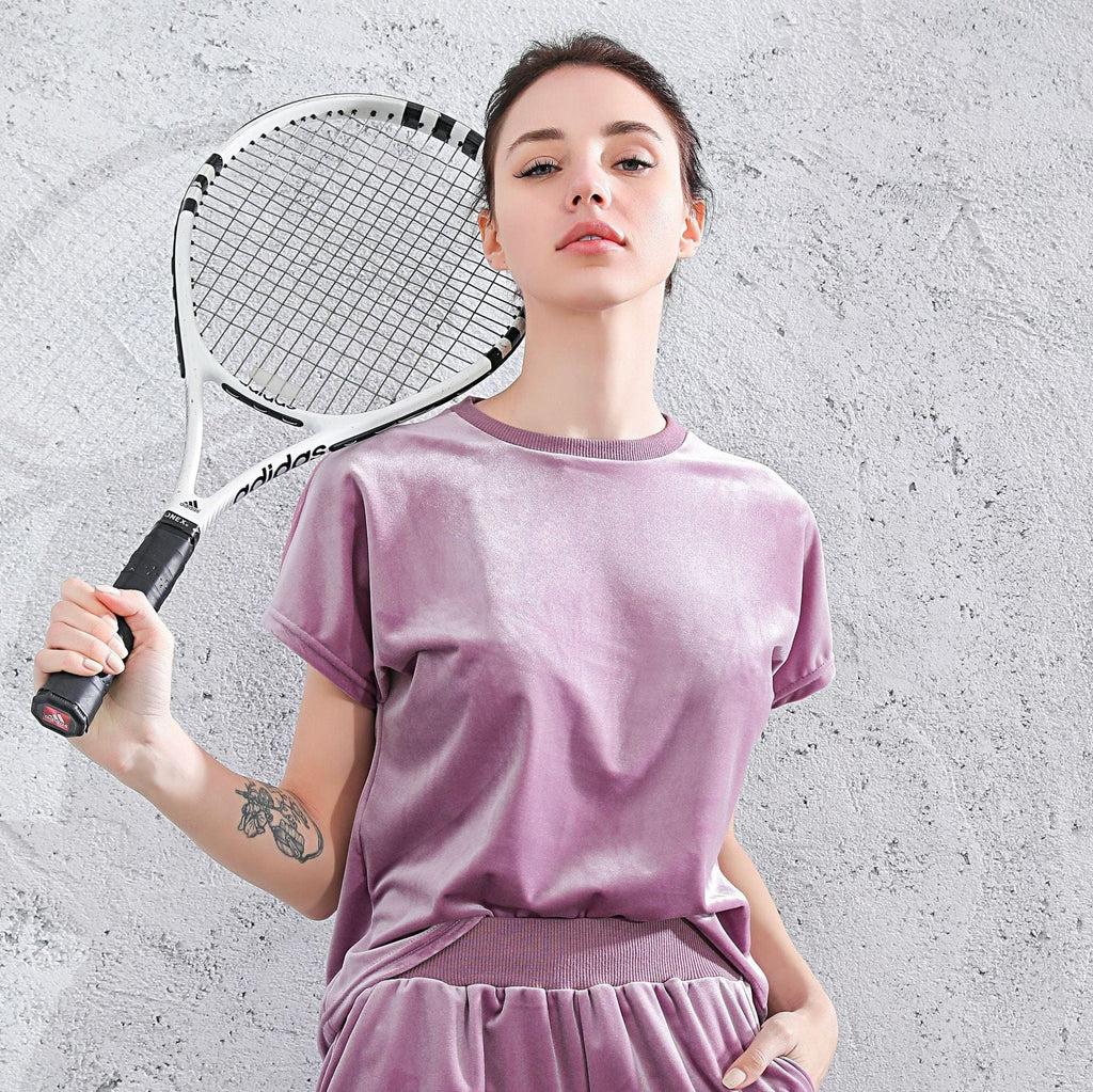 Mesh Lined Velvet Relaxed Tee