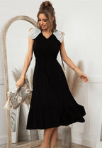 Tie Neck Scallop Lace Dress
