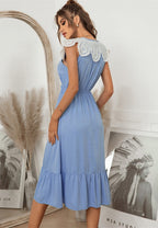 Tie Neck Scallop Lace Dress