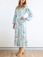 Floral Print Shirred Waist Dress