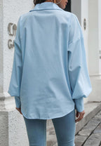 Solid Bishop Sleeve Polo Shirt