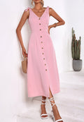 Tie Shoulder Contrast Button Dress