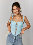 Jacquard Crisscross Front Asymmetrical Hem Top