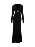 Jadalyn Butterfly Splice V-Neck Dress
