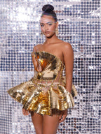 Jahdiel Strapless Crystal Fringe Mini Dress