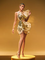 Butterfly Embellished Cutout Mini Dress In Gold