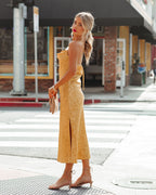 Janene Satin Cowl Neck Midi Dress Golden Yellow FINAL